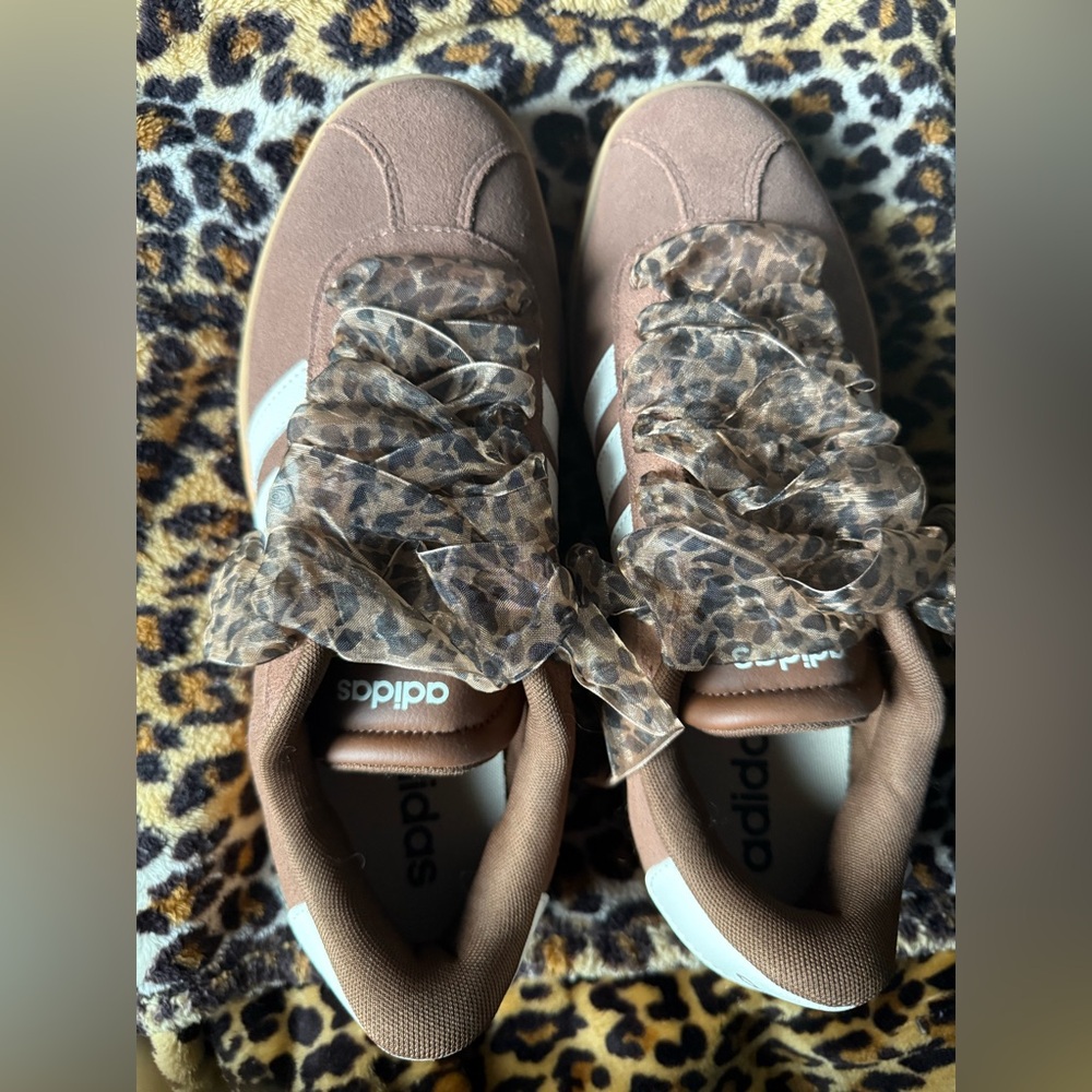 NWOT Adidas Women's Brown Sneakers with Leopard Laces